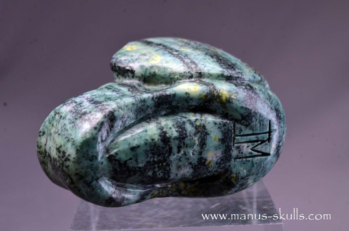 Toothless Green Snakeskin Jasper Skull