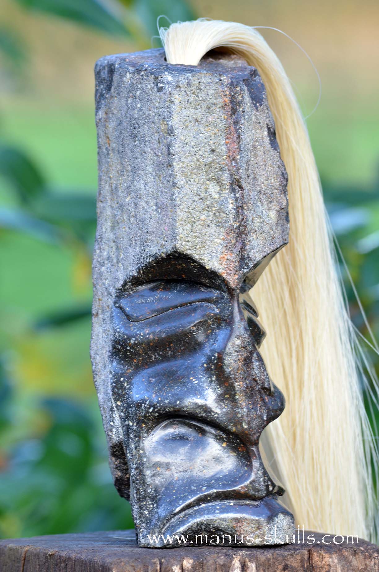 Hexagonal Basalt Tribal Skull #74