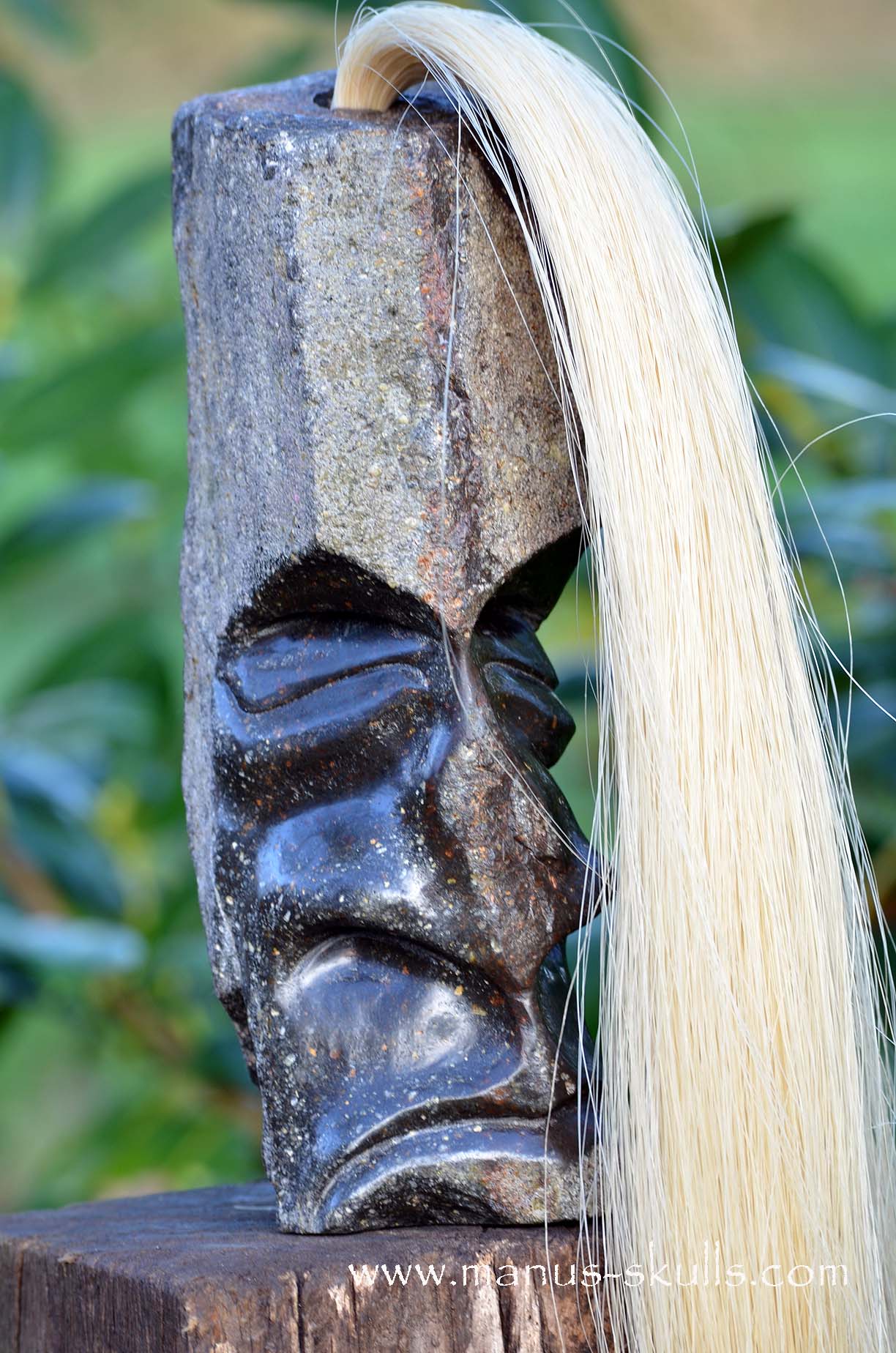 Hexagonal Basalt Tribal Skull #74