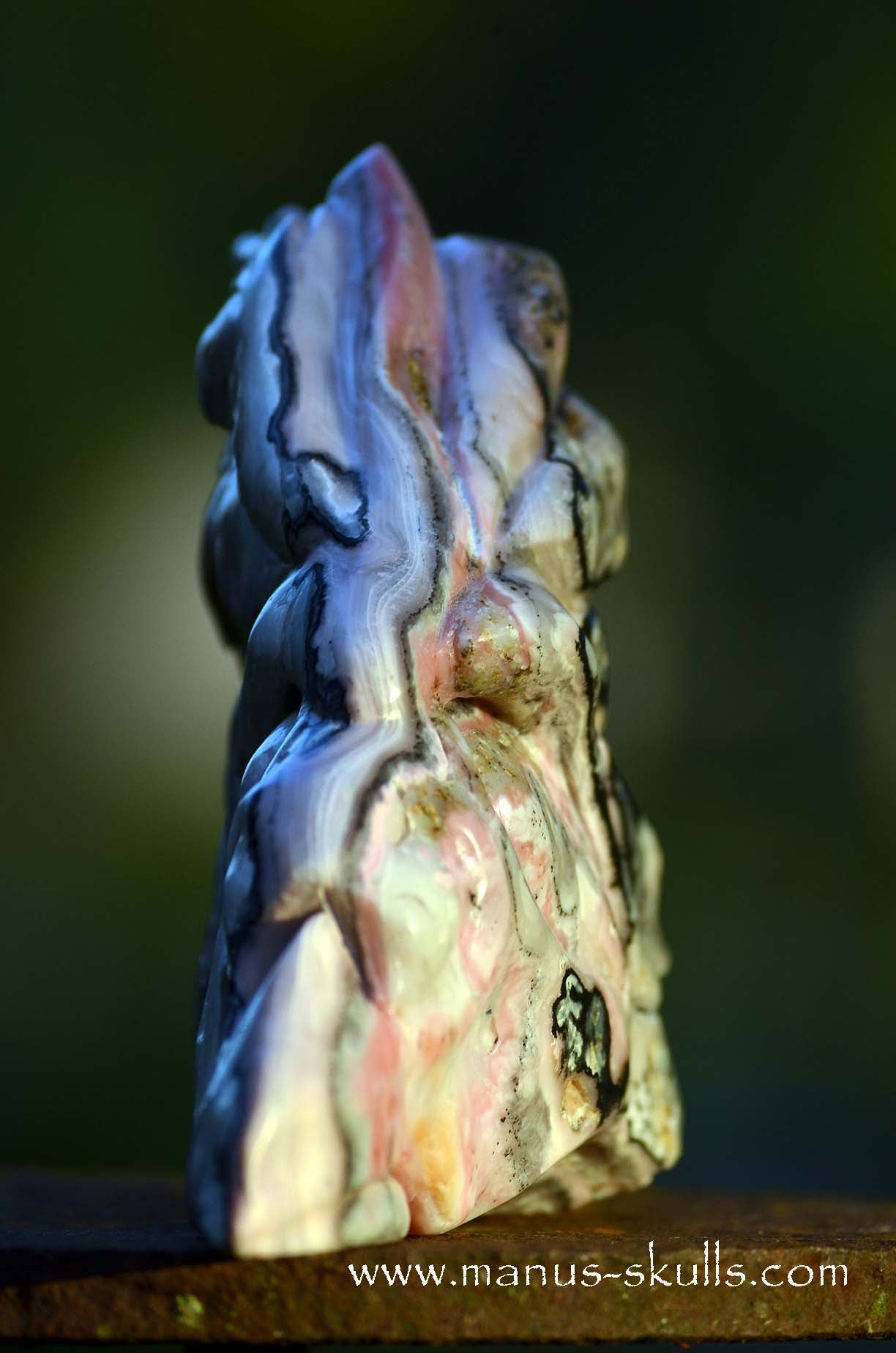 Manus skulls unique Crystal Carvings handmade skulls dragons pendants preseli bluestone tribals spiritual meaning wand Unicorn ..  pink peruvian opal