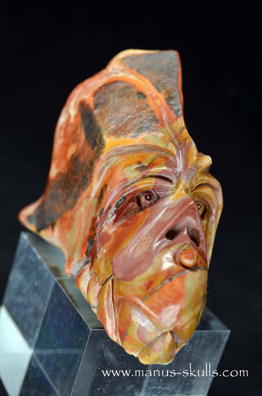 Manus skulls unique Crystal Carvings handmade skulls dragons pendants preseli bluestone tribals spiritual meaning wand Unicorn .. rainbow jasper