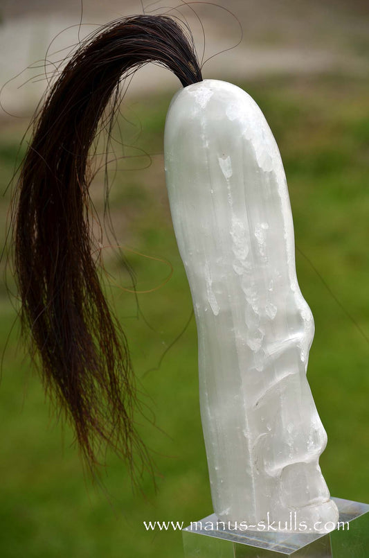 White Selenite Tribal Skull #042