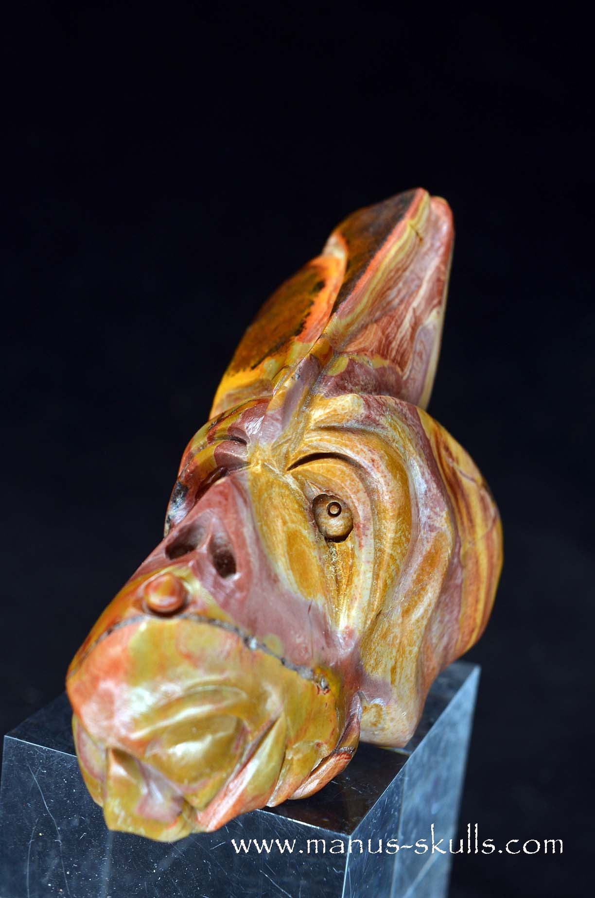 Manus skulls unique Crystal Carvings handmade skulls dragons pendants preseli bluestone tribals spiritual meaning wand Unicorn .. rainbow jasper