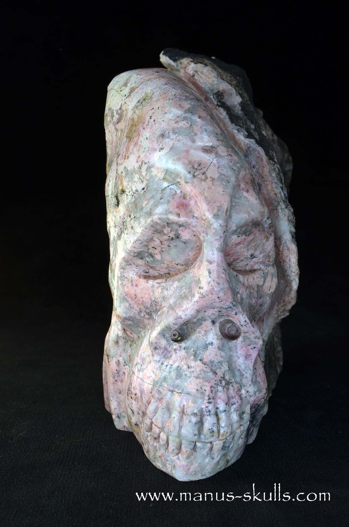 Manus skulls unique Crystal Carvings handmade skulls dragons pendants preseli bluestone tribals spiritual meaning wand Unicorn .. pyroxmangite  rhodonite