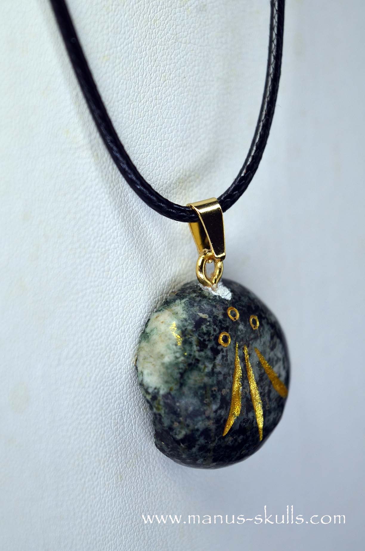 PRESELI BLUESTONE Pendant with Gold colored etched AWEN Symbol .....