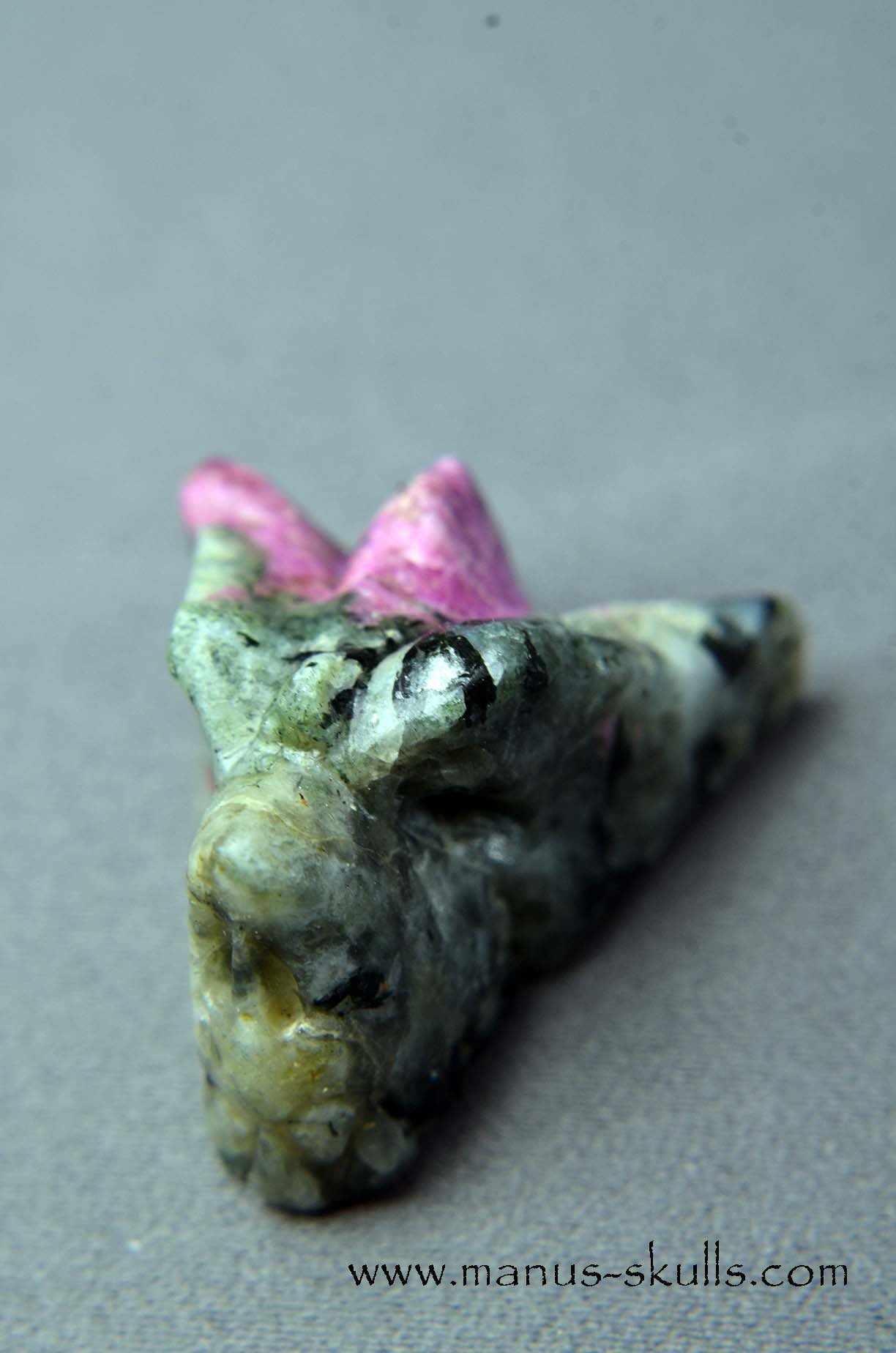 Manus skulls unique Crystal Carvings handmade skulls dragons pendants preseli bluestone tribals spiritual meaning wand Unicorn ..  hackmanite sodalite greenland UV light