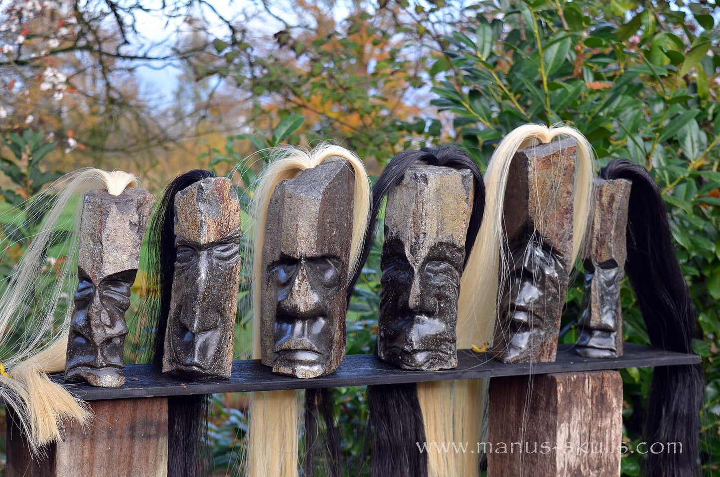 Hexagonal Basalt Tribal Skull #75