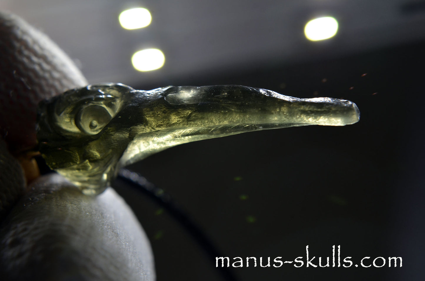 Moldavite Bird (Skull) Pendant