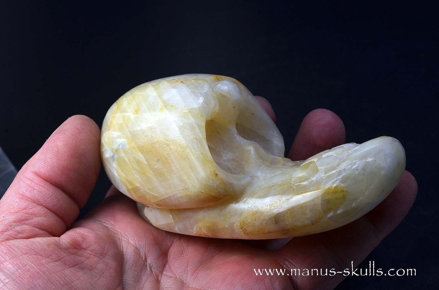 White Calcite Evolian Skull  #09
