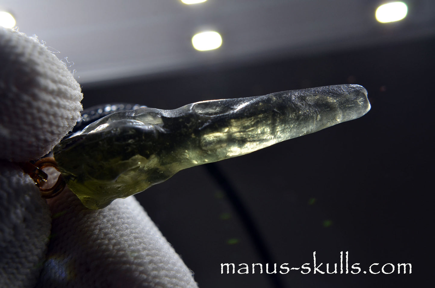 Moldavite Bird (Skull) Pendant