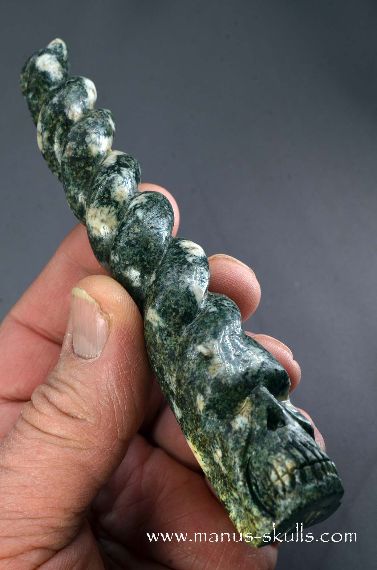 Manus skulls unique Crystal Carvings handmade skulls dragons pendants preseli bluestone tribals spiritual meaning wand Unicorn .. 