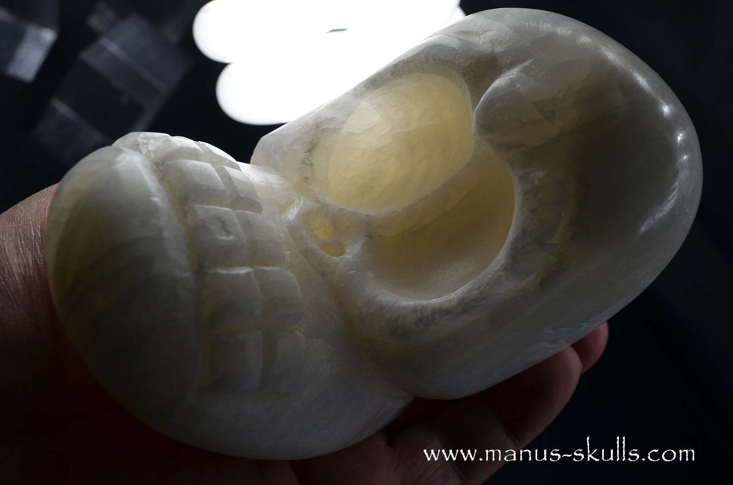 White Calcite Evolian Skull  #03