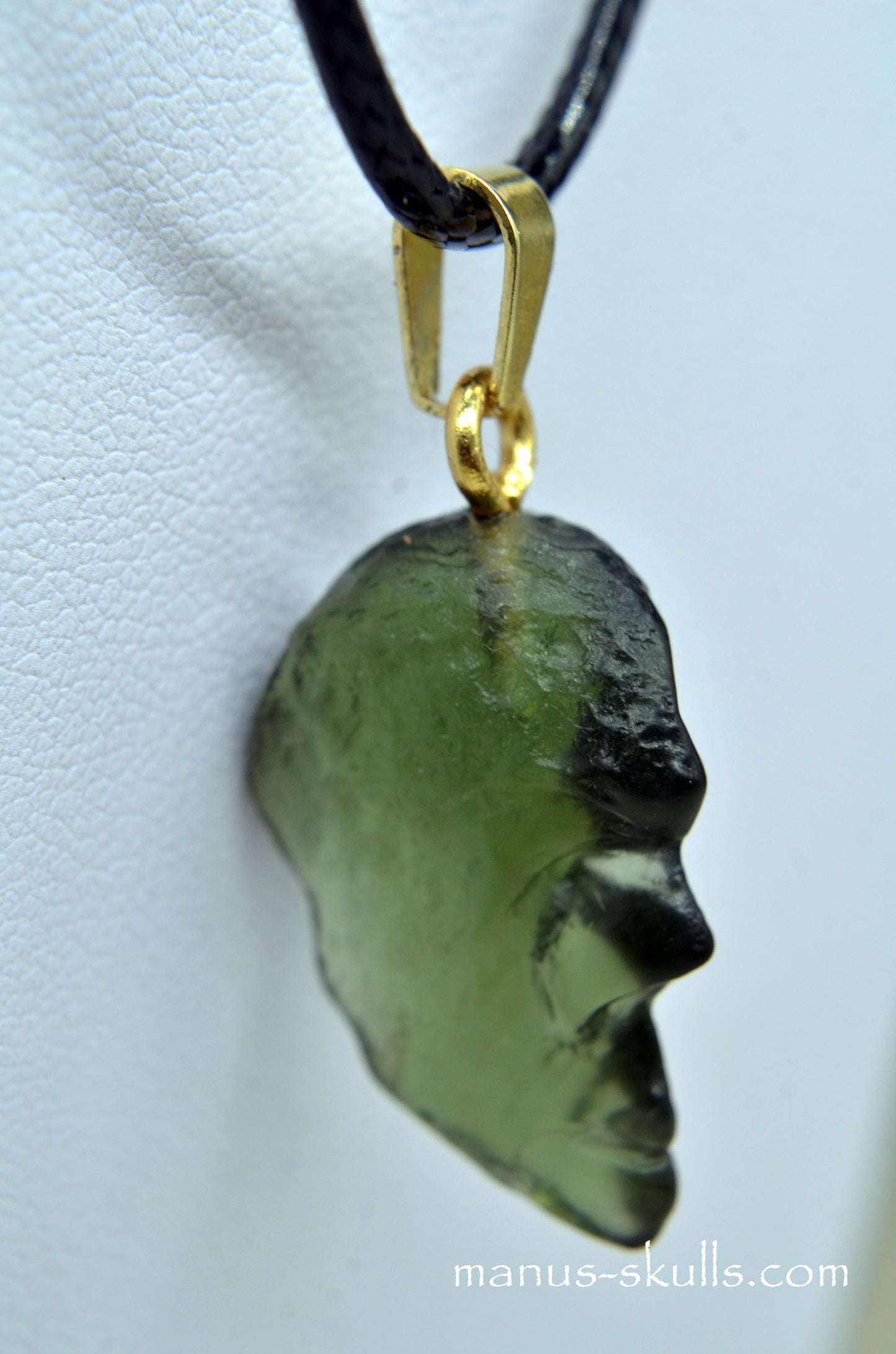 Moldavite Face Skull Manus Pendant