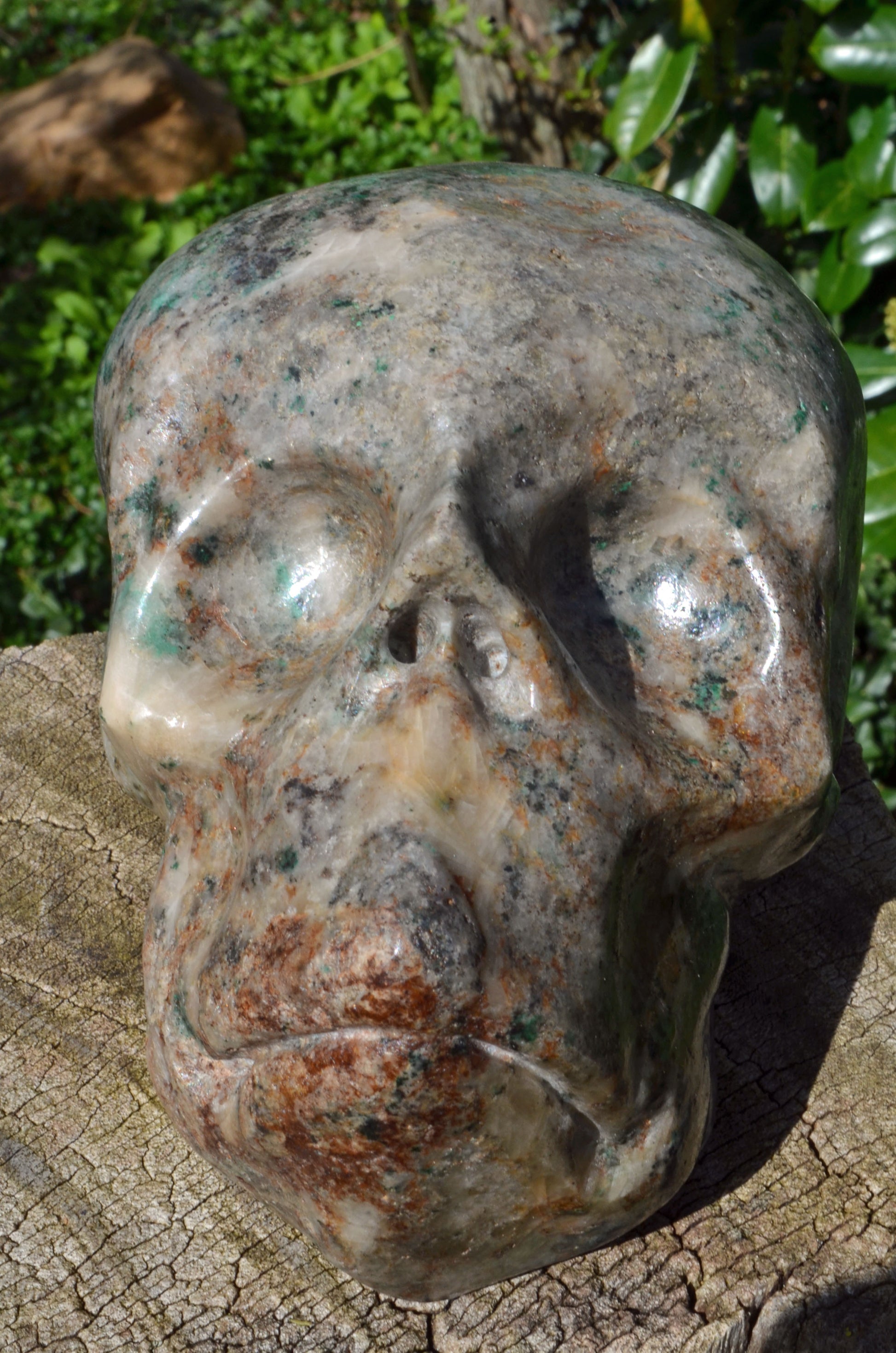 Manus skulls unique Crystal Carvings handmade skulls dragons pendants preseli bluestone tribals spiritual meaning wand Unicorn .. Fluorite in Barite and Pyrite