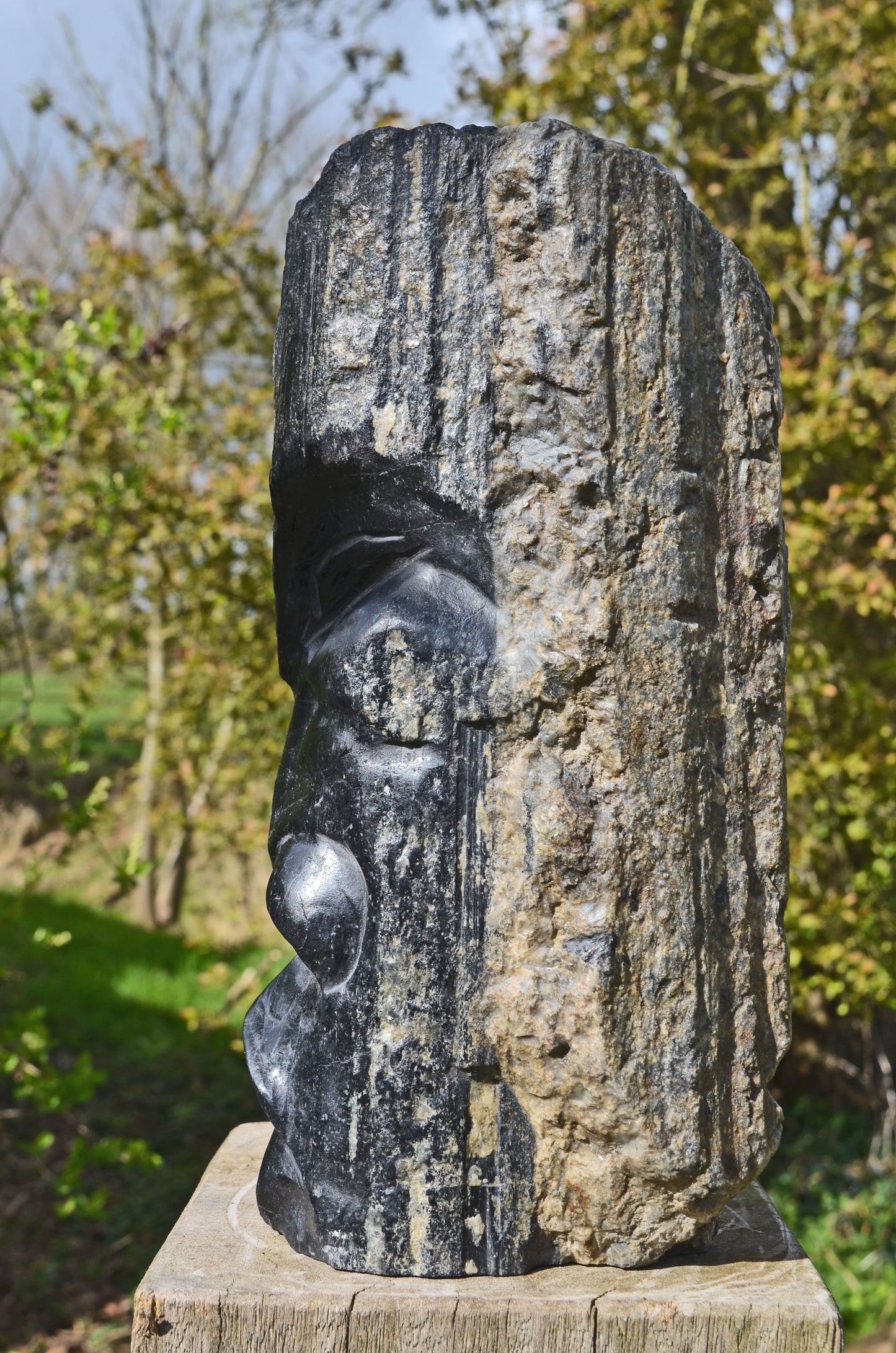 Large Black Tourmaline Tribal Statue.