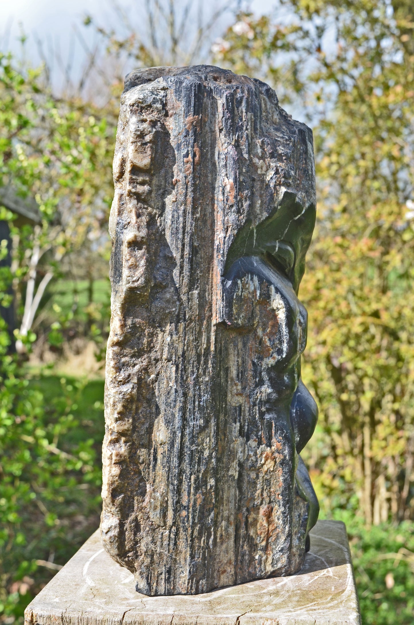 Large Black Tourmaline Tribal Statue.