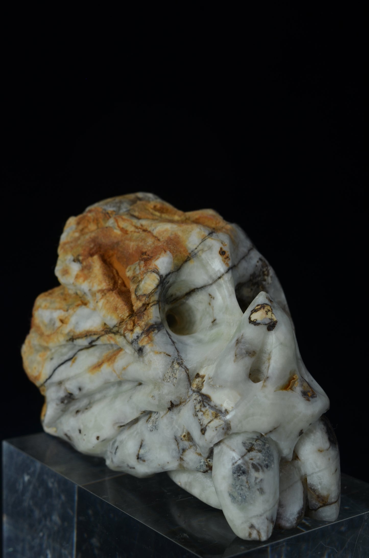 Manus skulls unique Crystal Carvings handmade skulls dragons pendants preseli bluestone tribals spiritual meaning wand Unicorn ..  prehnite