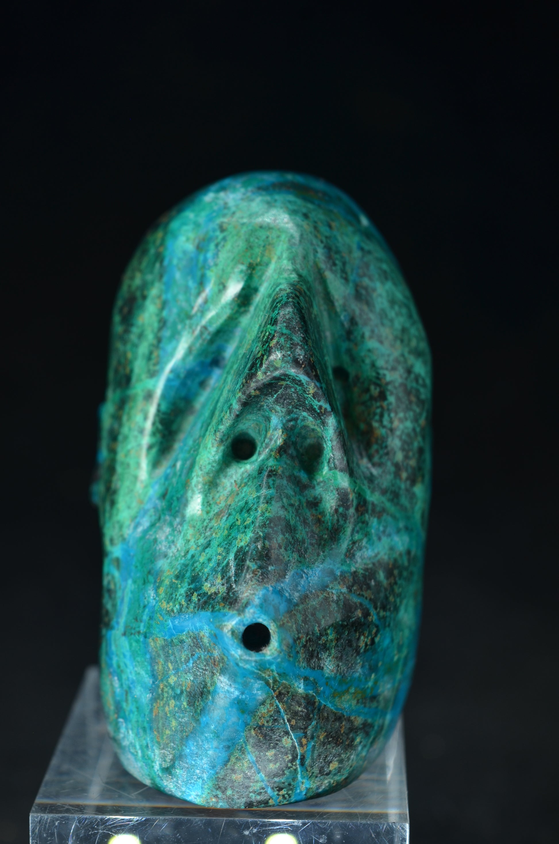 Manus skulls unique Crystal Carvings handmade skulls dragons pendants preseli bluestone tribals spiritual meaning wand Unicorn ..  Chrysocolla