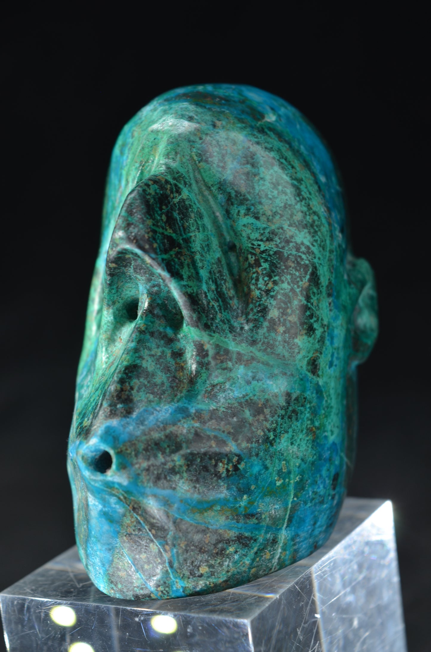 Manus skulls unique Crystal Carvings handmade skulls dragons pendants preseli bluestone tribals spiritual meaning wand Unicorn ..  Chrysocolla