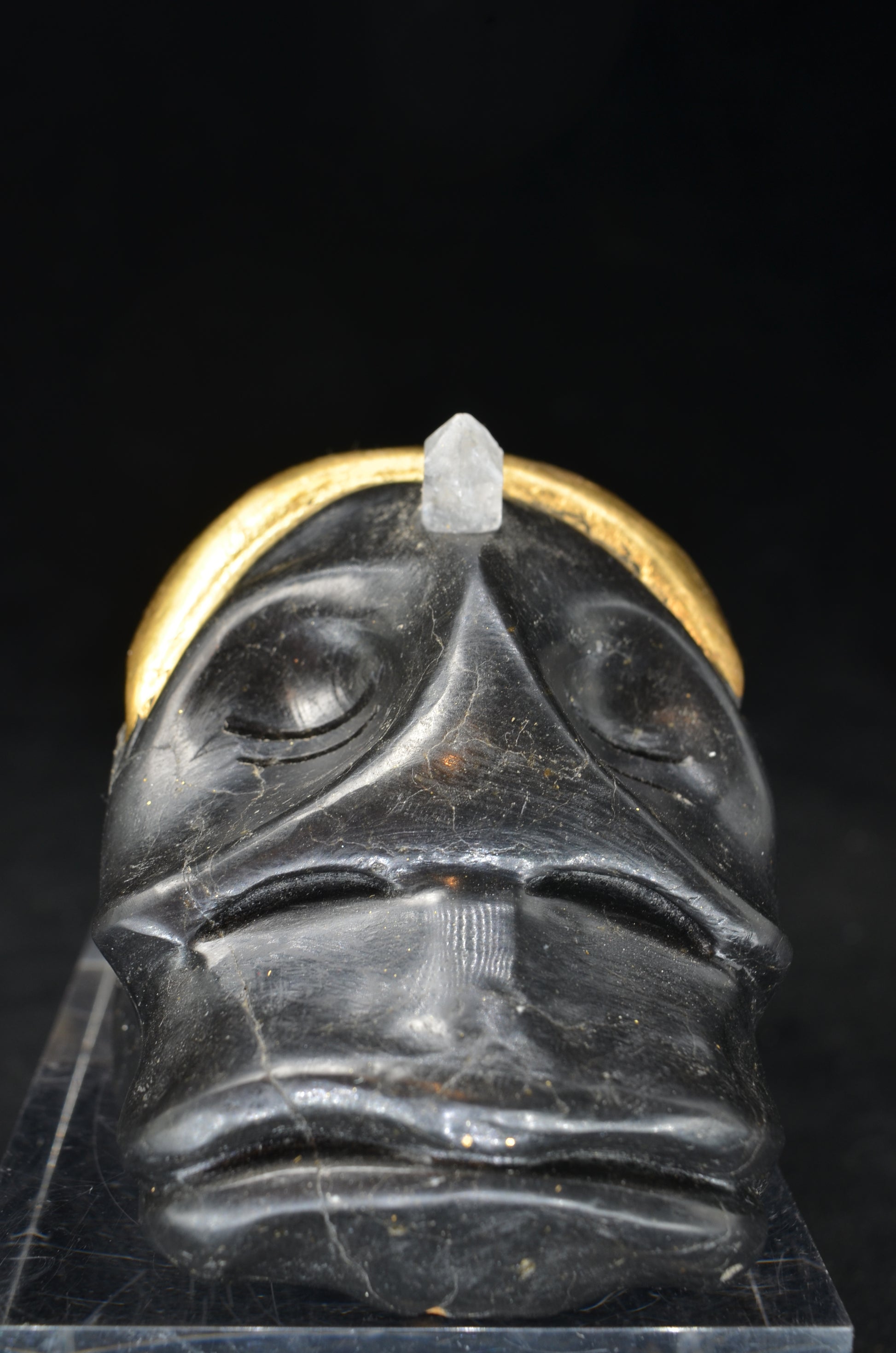 Manus skulls unique Crystal Carvings handmade skulls dragons pendants preseli bluestone tribals spiritual meaning wand Unicorn .. starlight being basalt gold leaf Herkimer diamond