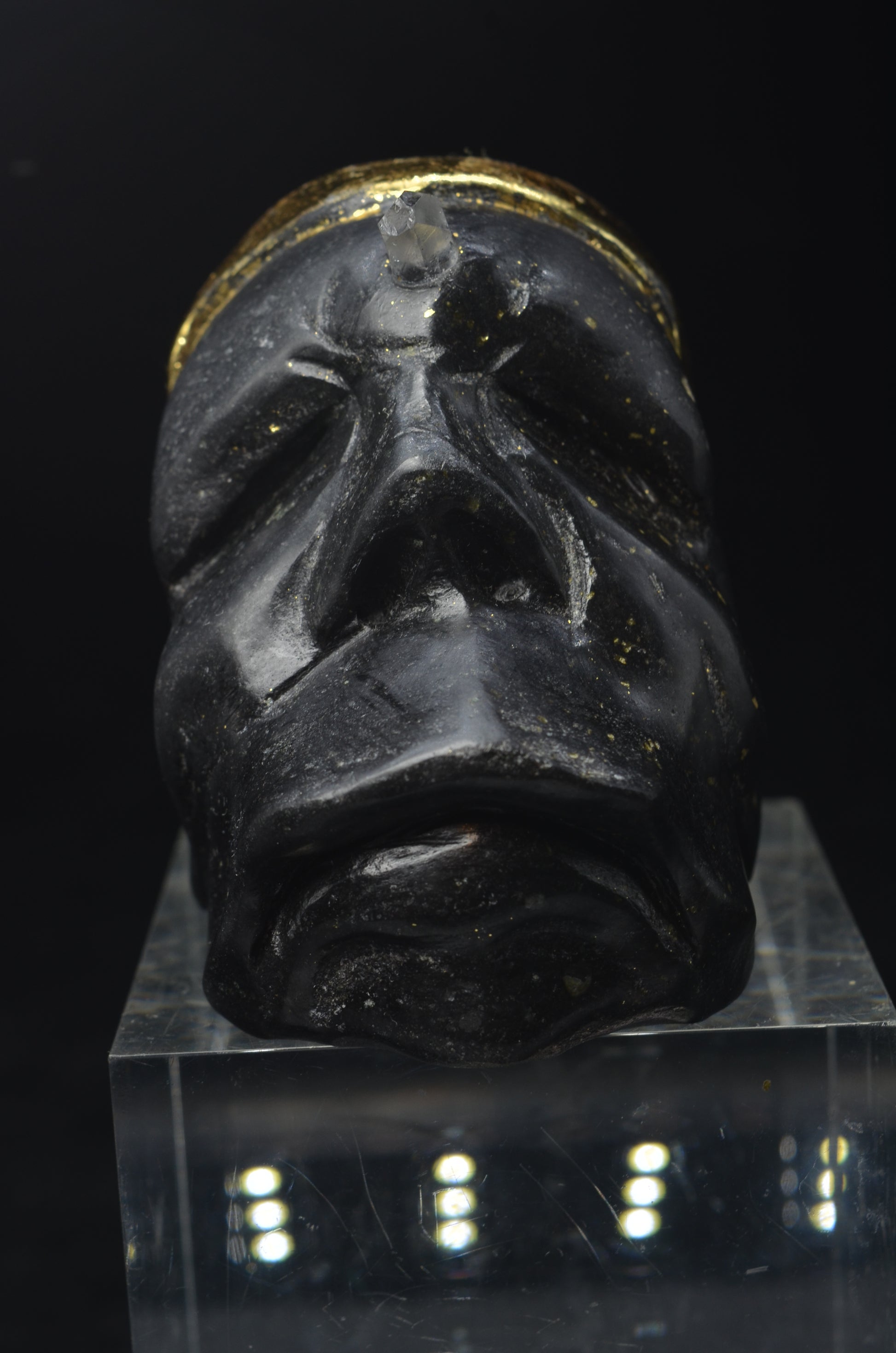 Manus skulls unique Crystal Carvings handmade skulls dragons pendants preseli bluestone tribals spiritual meaning wand Unicorn .. starlight being basalt gold leaf Herkimer diamond