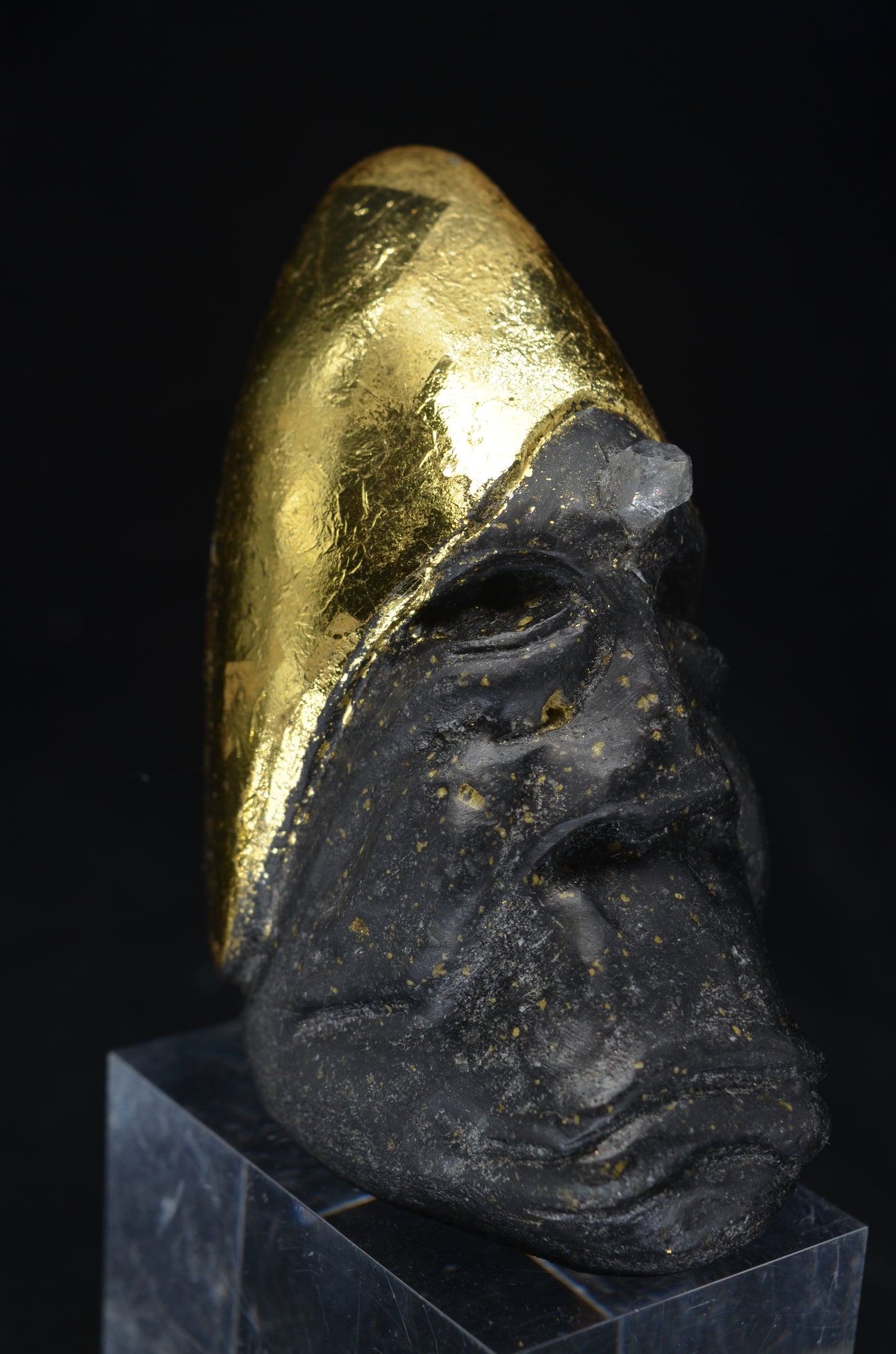 Manus skulls unique Crystal Carvings handmade skulls dragons pendants preseli bluestone tribals spiritual meaning wand Unicorn .. starlight being basalt gold leaf Herkimer diamond