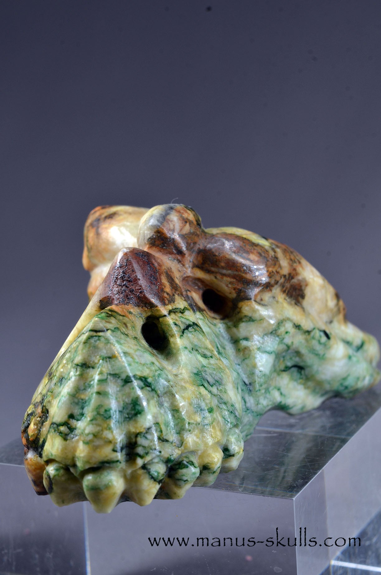 Manus skulls unique Crystal Carvings handmade skulls dragons pendants preseli bluestone tribals spiritual meaning wand Unicorn ..  mariposite