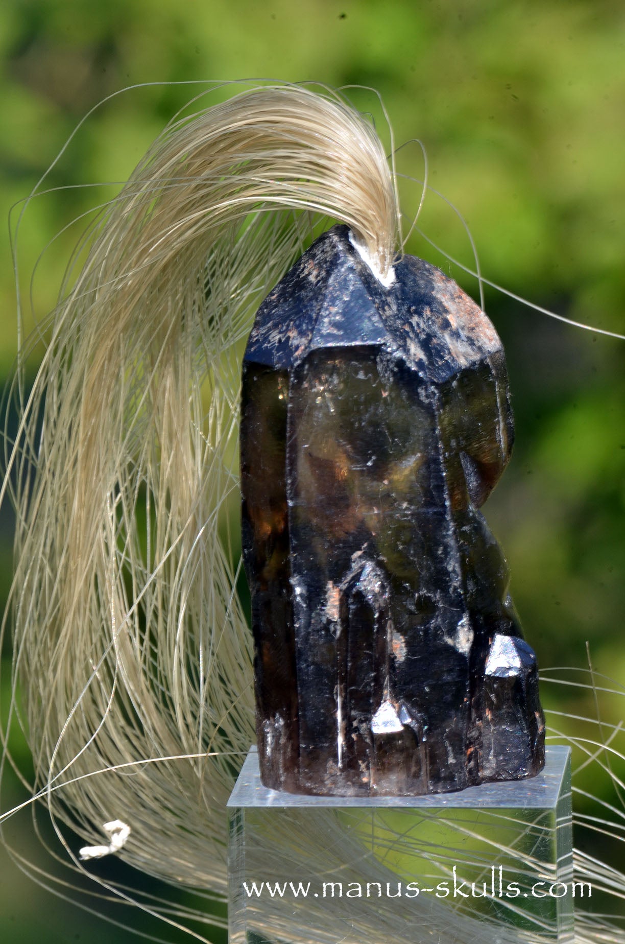 Smokey Quartz Tribal Skull (#082)