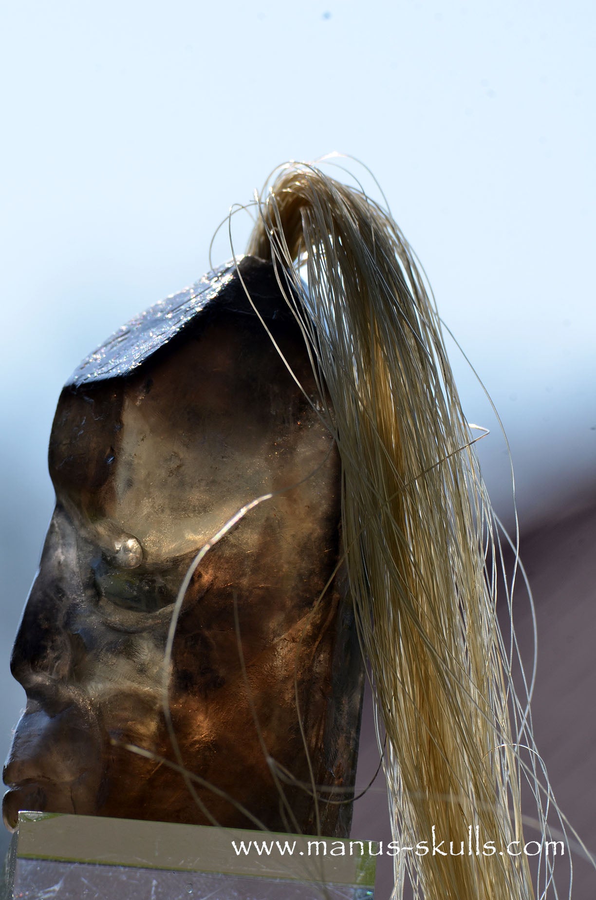 Smokey Quartz Tribal Skull (#082)