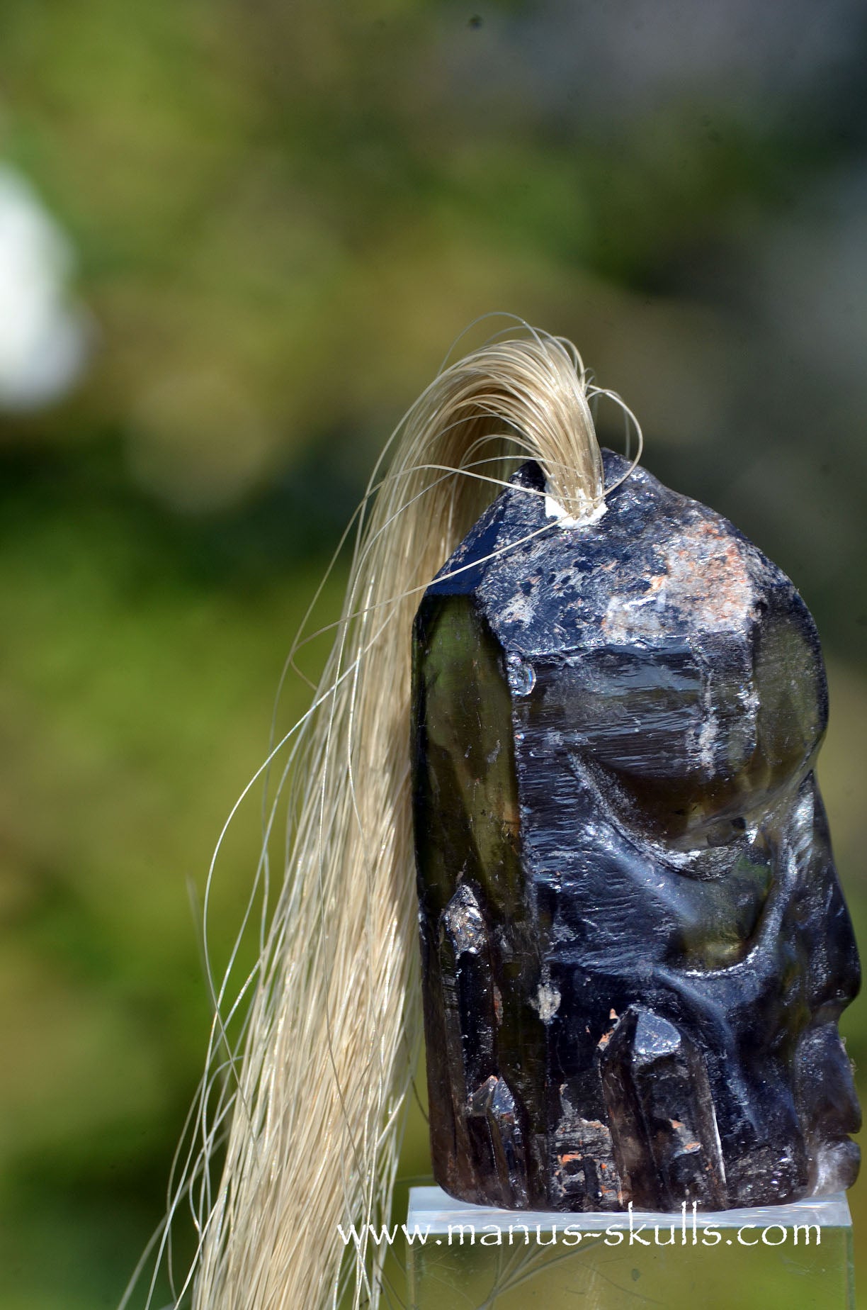 Smokey Quartz Tribal Skull (#082)