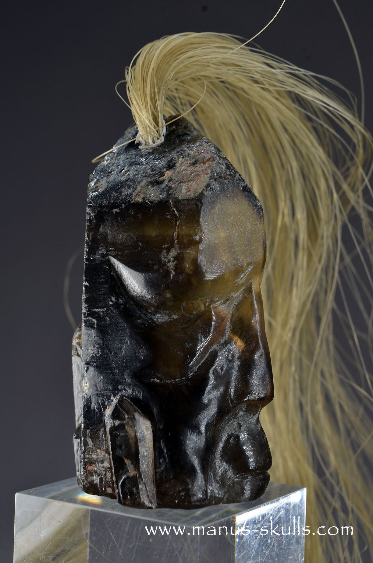Smokey Quartz Tribal Skull (#082)