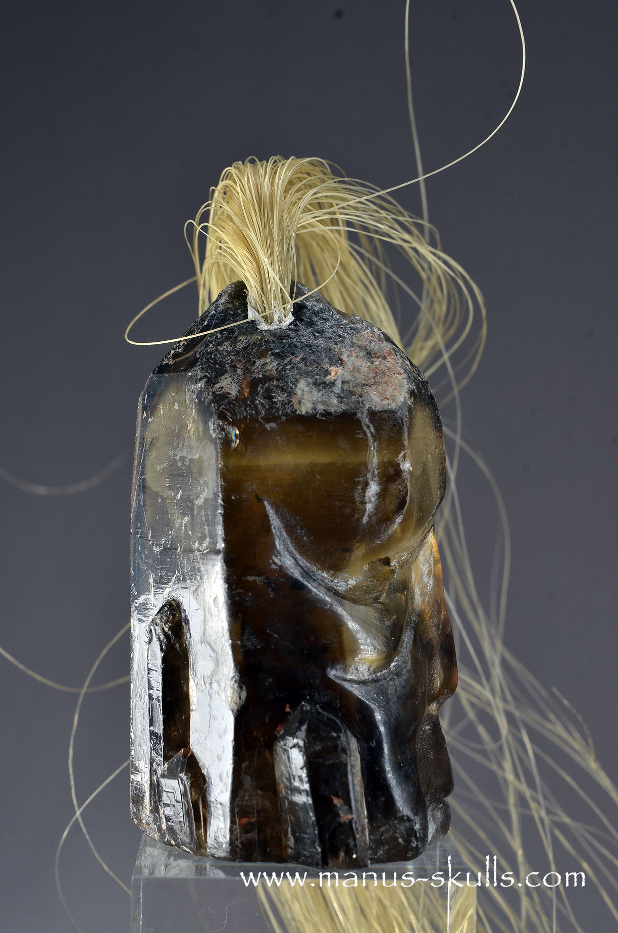 Smokey Quartz Tribal Skull (#082)