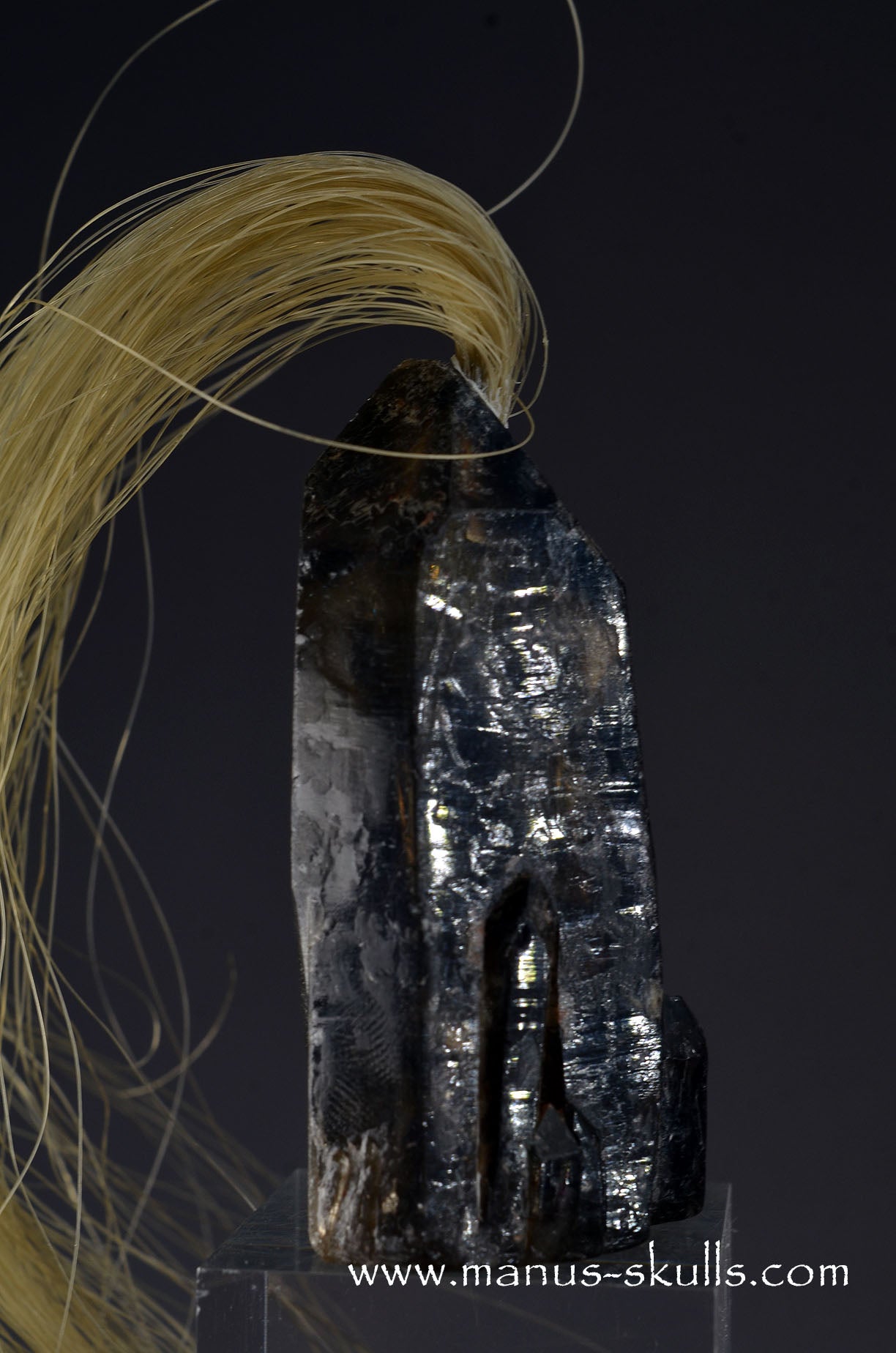 Smokey Quartz Tribal Skull (#082)