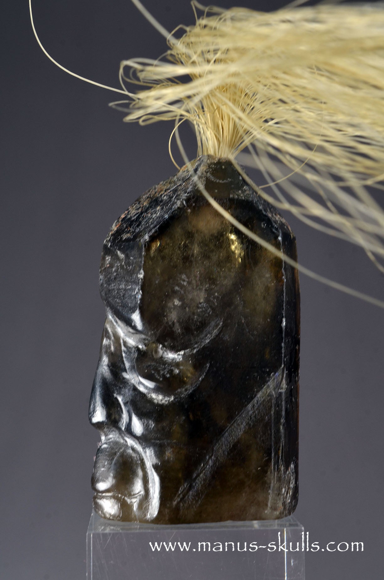 Smokey Quartz Tribal Skull (#082)