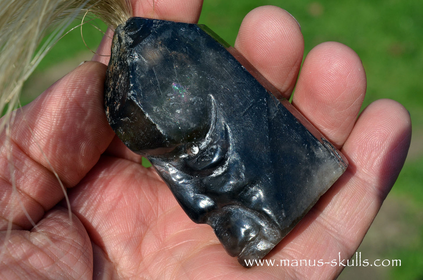 Smokey Quartz Tribal Skull (#082)