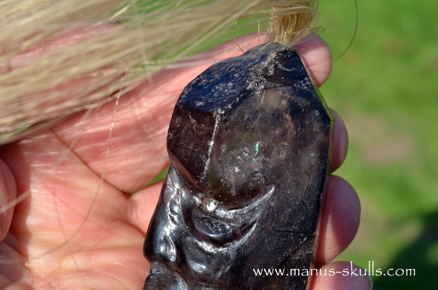 Smokey Quartz Tribal Skull (#082)