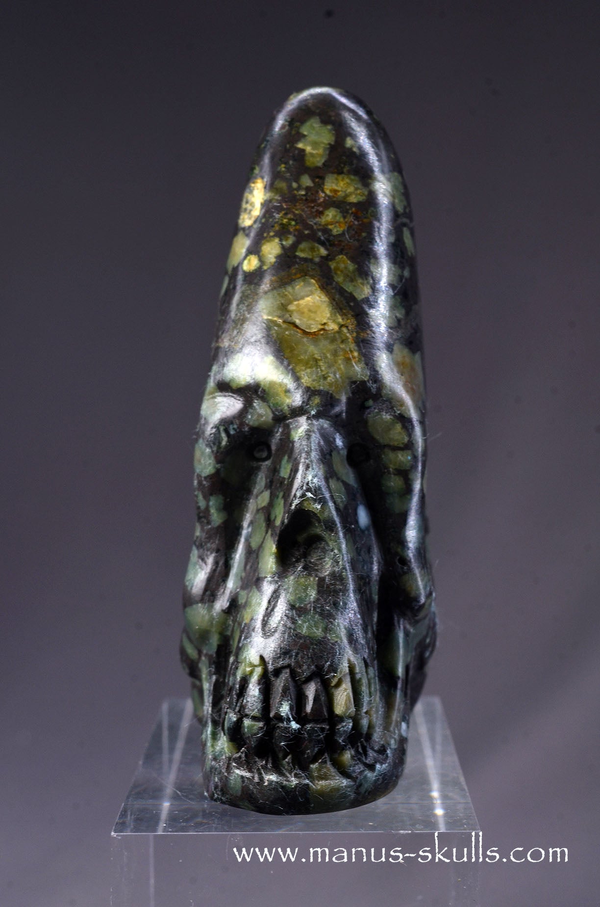 Manus skulls unique Crystal Carvings handmade skulls dragons pendants preseli bluestone tribals spiritual meaning wand Unicorn .. lakelandite