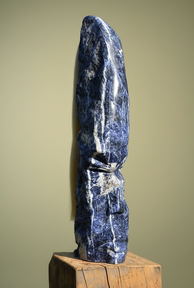 Sodalite Tribal Statue with White ponytail  #090