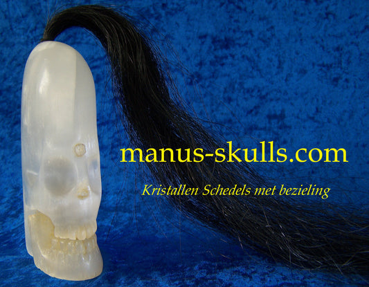 White Selenite Tribal Skull