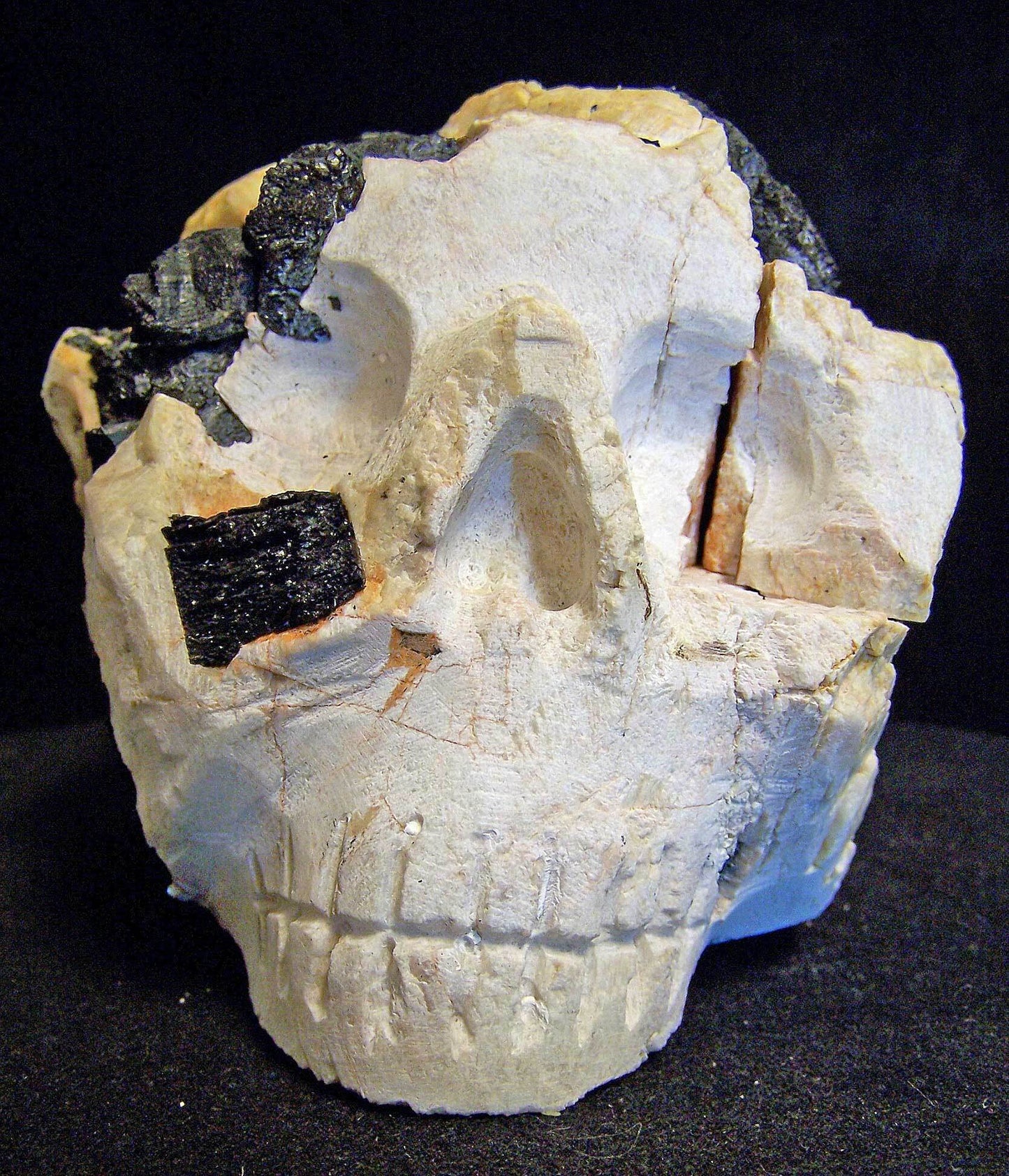 Schorl in Quartz Skull