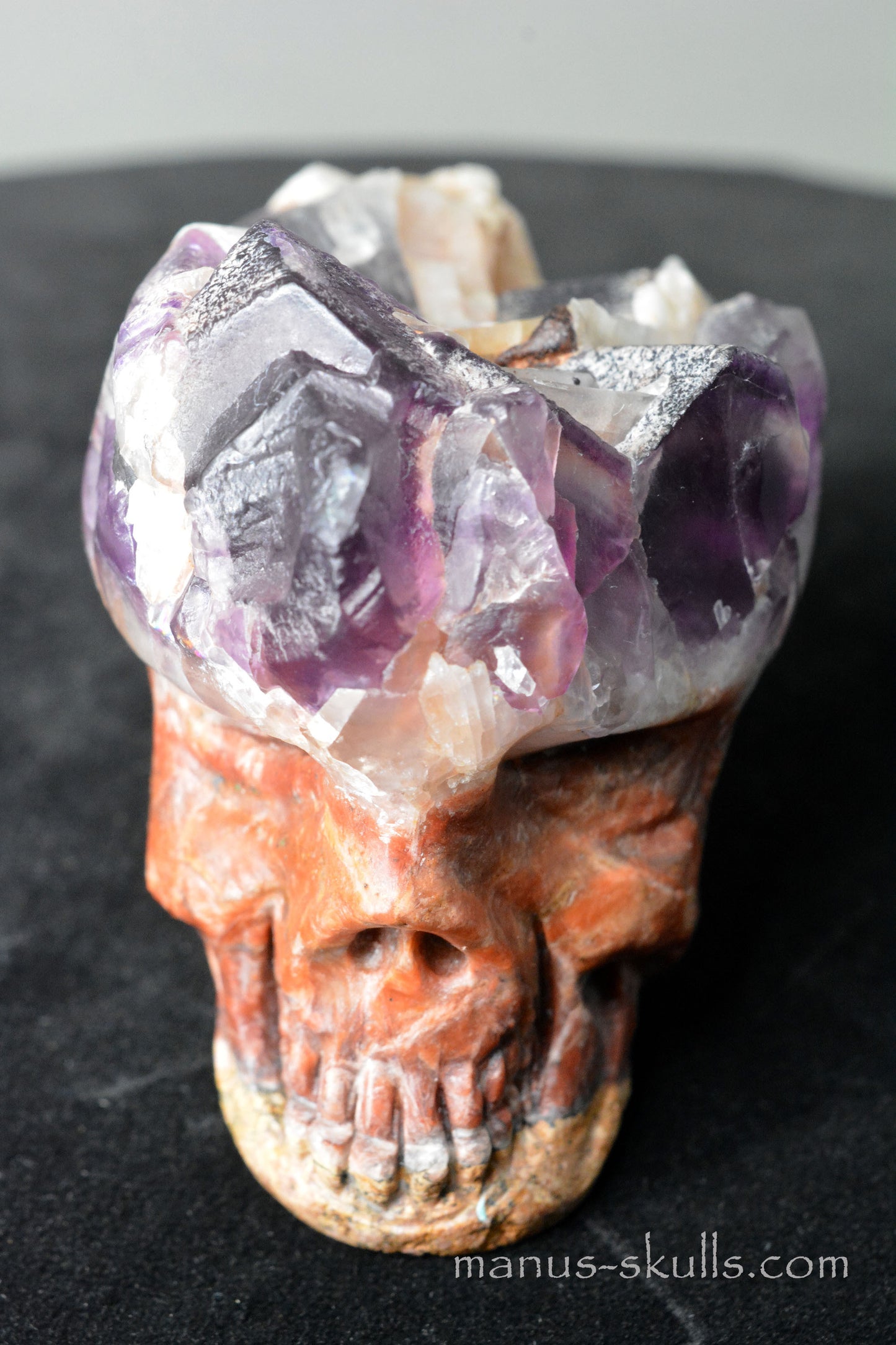 Fluorite in Barite Skull