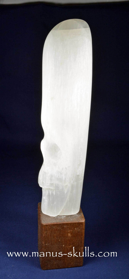 White Selenite Conehead Skull