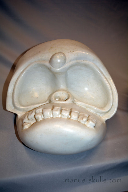 Monumental White Steatite Evolian Skull #48