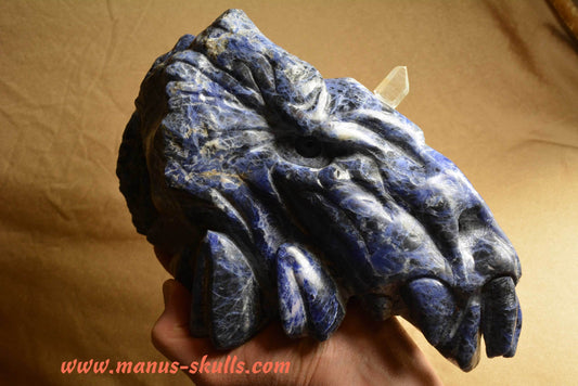 Sodalite with Lumerian Quartz Dragon