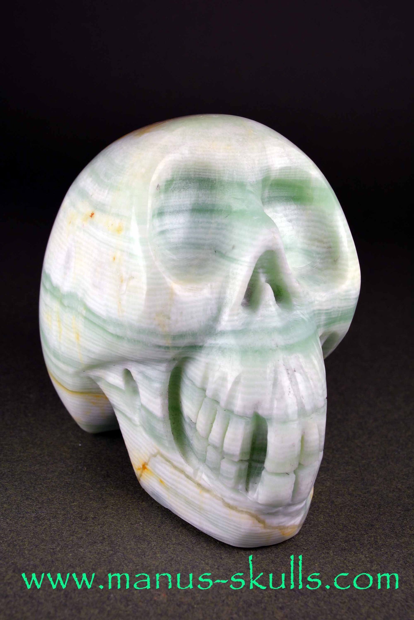 Green Calcite Skull