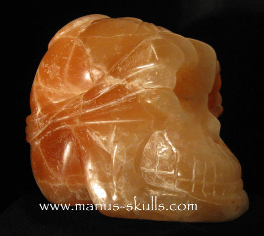 Peach Selenite Skull