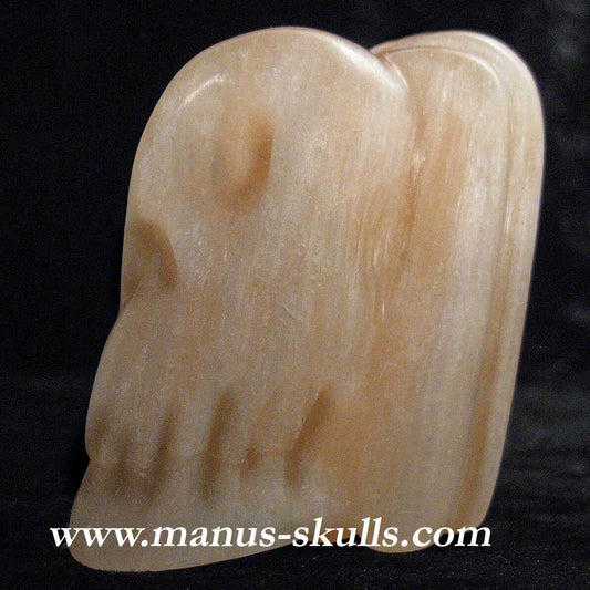 Peach Selenite Skull