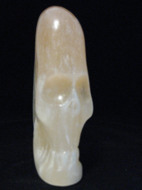 Peach Selenite Skull