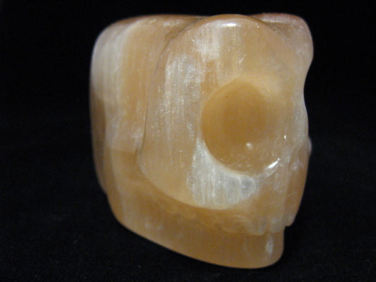 Peach Selenite Skull