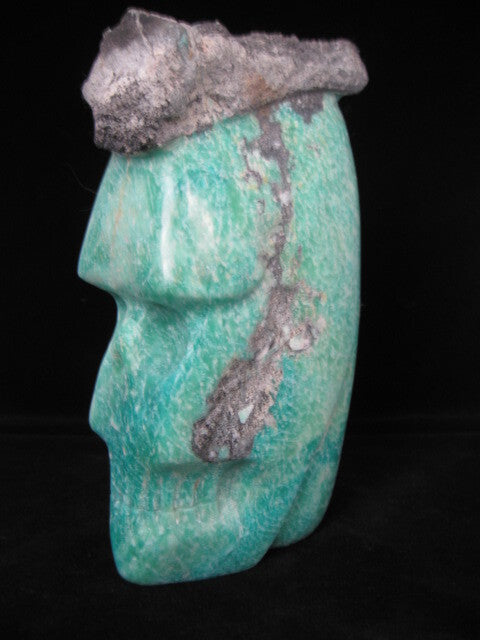 Amazonite and Schorl Skull